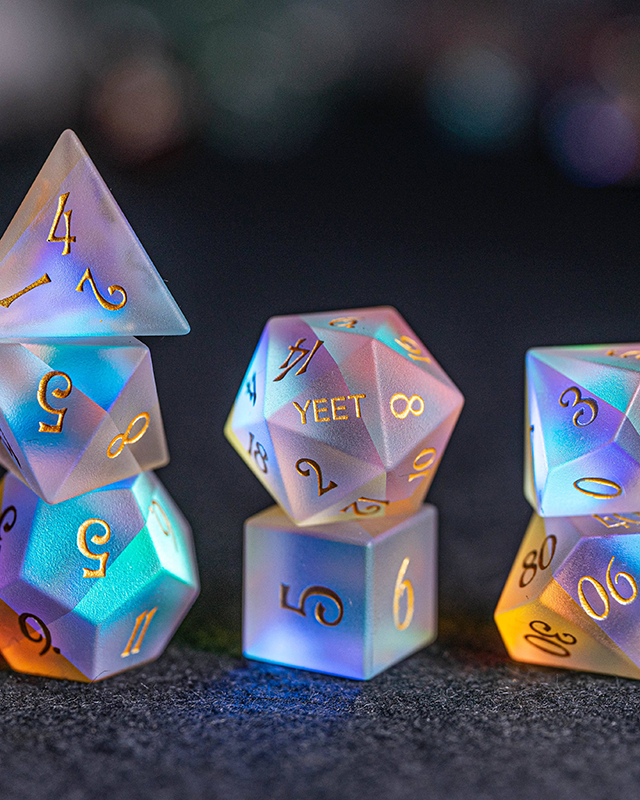 Image of Dichroic Glass Polyhedral Dice