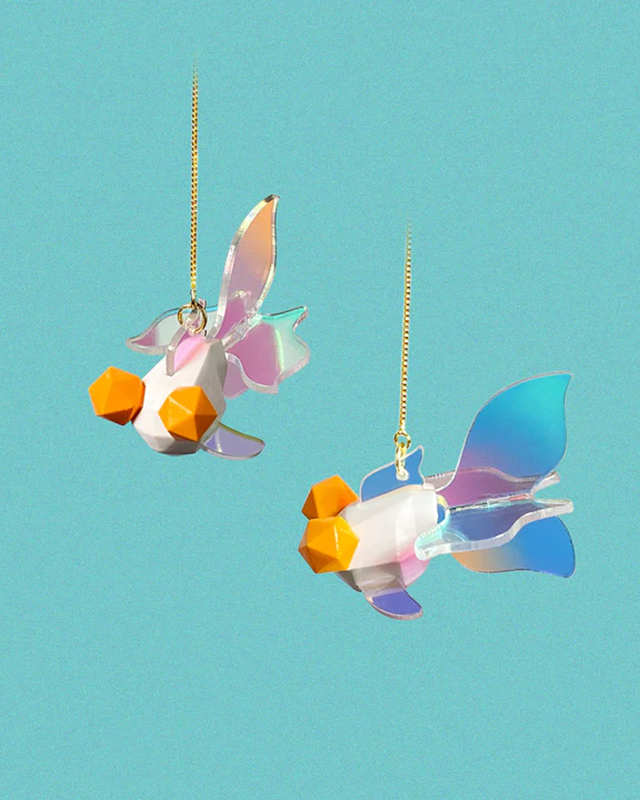 Image of cubism goldfish earring